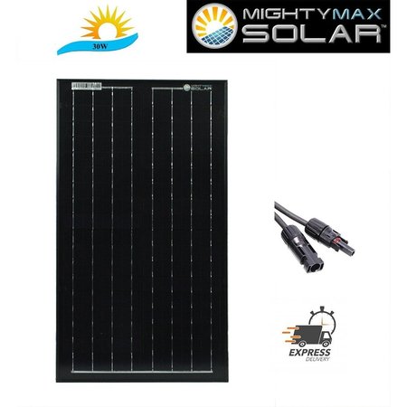 MIGHTY MAX BATTERY Monocrystalline Solar Panel, 30 W, 12V MAX3532520